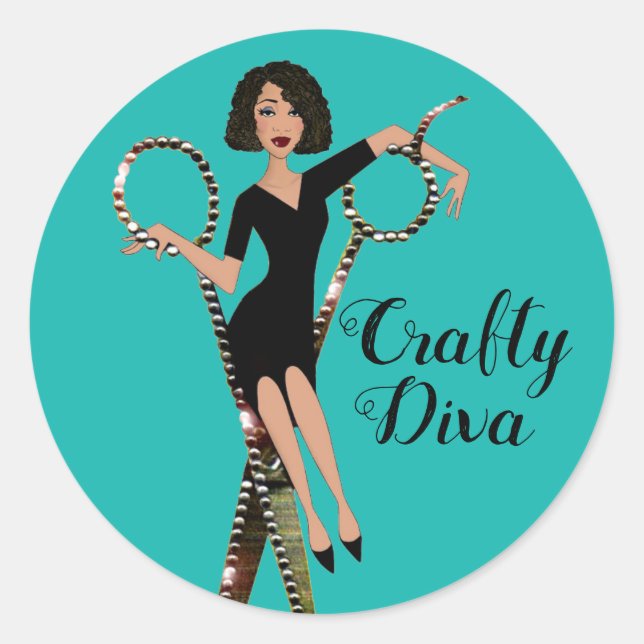 Adesivo "Crafty Diva" Afro-Americano Diva Stickers (Frente)