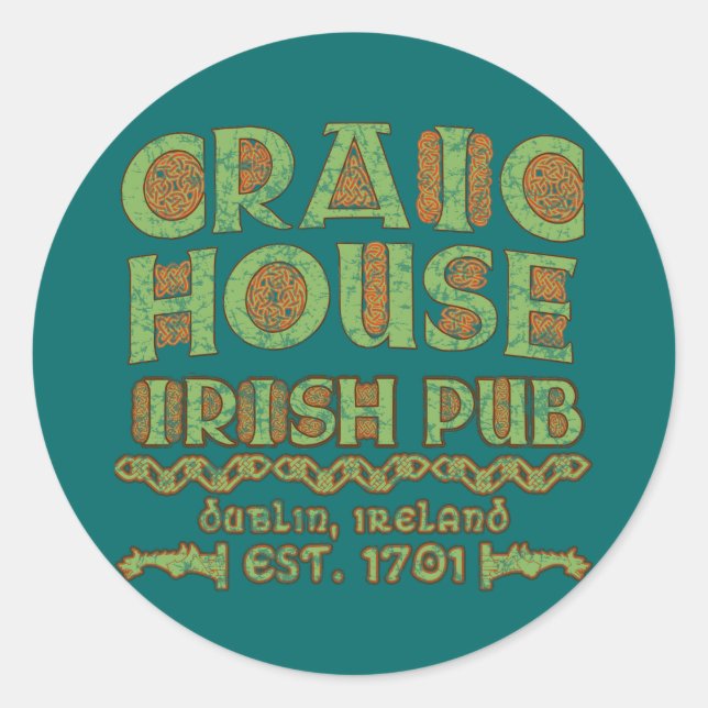Adesivo CRAIC HOUSE IRISH PUB Dublin Est 1701 (Frente)