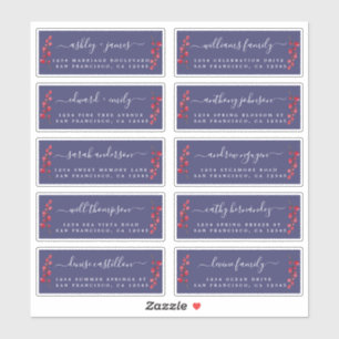 Adesivo Cranberries Sprig Wedding Guest Address Labels