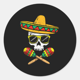 Adesivo Cráneo engraçado sombrero maracas cinco de maio