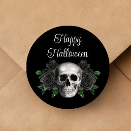 Adesivo Craniano Floral Gótico Preto Halloween