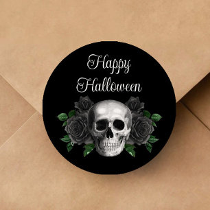 Adesivo Craniano Floral Gótico Preto Halloween