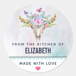 Adesivo Crânio animal de Boho com cozinha das borboletas