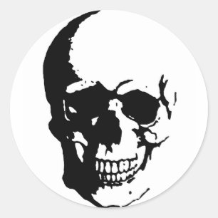 Adesivo Crânio - Arte de Fantasia de Metal Negro e Branco