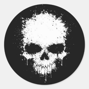 Adesivo Crânio branco do Splatter do gotejamento