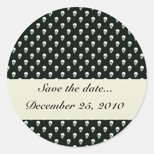 Adesivo Crânio branco perigoso na superfície preto retrógr (Frente)