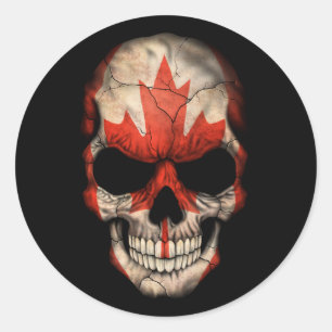 Adesivo Crânio canadense customizável da bandeira