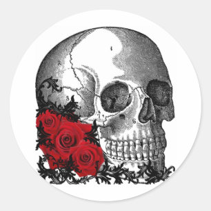 ADESIVO CRÂNIO COM IMPRESSÃO DO VINTAGE DOS ROSAS