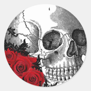 ADESIVO CRÂNIO COM IMPRESSÃO DO VINTAGE DOS ROSAS