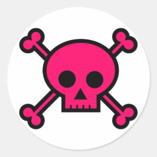 Adesivo Crânio cor-de-rosa e Crossbones