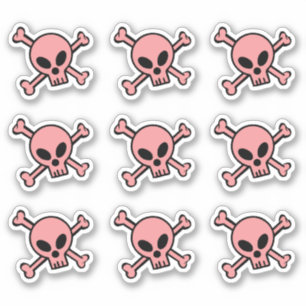 Adesivo Crânio cor-de-rosa e Crossbones