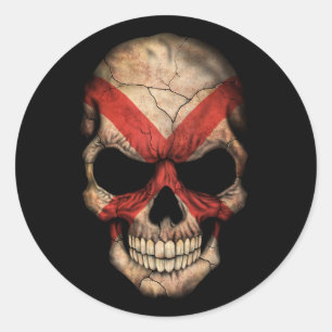 Adesivo Crânio customizável da bandeira de Alabama