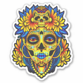 Adesivo Crânio de Açúcar Artístico Design