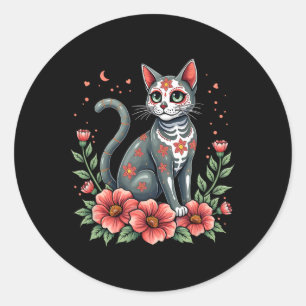Adesivo Crânio De Açúcar De Gato Do Patrimônio Mexicano Co