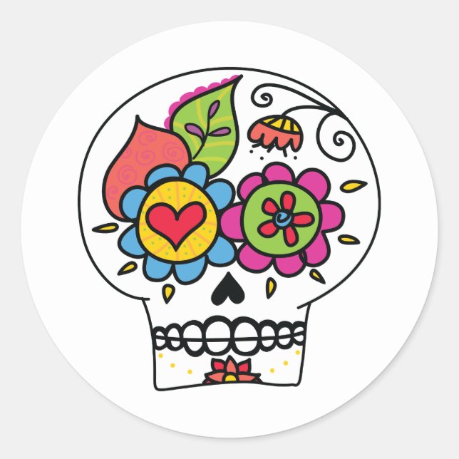 Adesivo Crânio de açúcar, Dia de Los Muertos Stickers, bra (Frente)