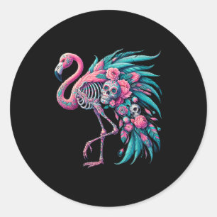 Adesivo Crânio de açúcar feminino flamingo mexicano dia de