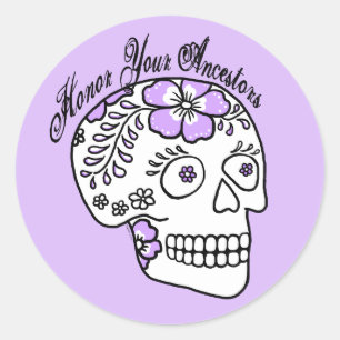 Adesivo Cranio de Açúcar Floral Roxo Honre seus Ancestrais