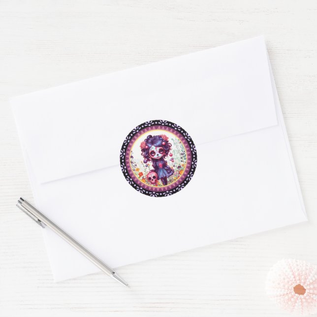 Adesivo Crânio de Açúcar Gótico (Envelope)