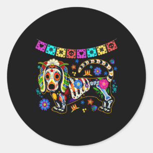 Adesivo Crânio de Açúcar Mexicano Dachshund Bone Dia das B