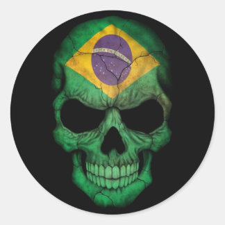 Adesivo Crânio de Bandeira Brasileiro em Preto