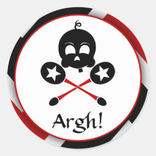 Adesivo Crânio de Bebê Pirata Vermelha e Correntes Cruzada