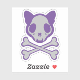 Adesivo Crânio de gato e ossos cruzados personalizáveis