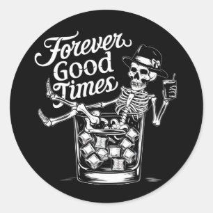 Adesivo Cranio de Halloween Engraçado para Sempre Bom Temp