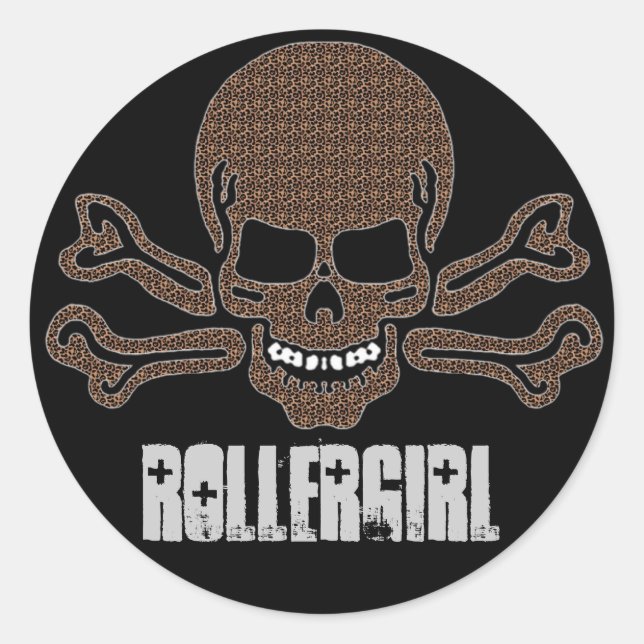 Adesivo crânio de impressão leopardo e ossos cruzados (Frente)