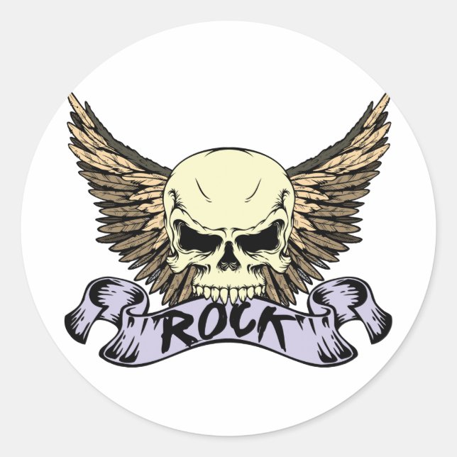 Adesivo Crânio de Rock com Asas (Frente)