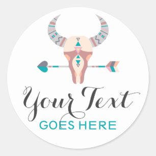 Adesivo Crânio de Vaca Rústico do Oeste da Boêmia com Flec