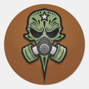 Adesivo Crânio do açúcar da máscara de gás, verde