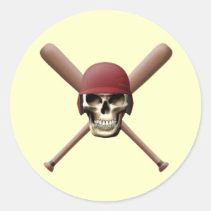 Adesivo Crânio do basebol & bastões cruzados