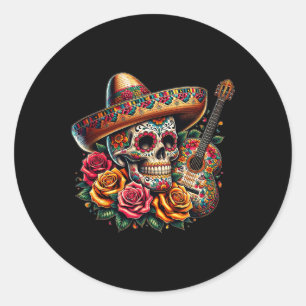 Adesivo Crânio do Cinco De Mayo Sombrero Festa Crânio Mexi