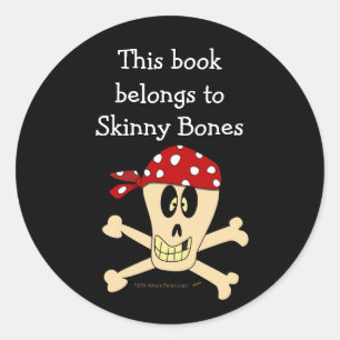 Adesivo Crânio do pirata e Bookplate do costume dos