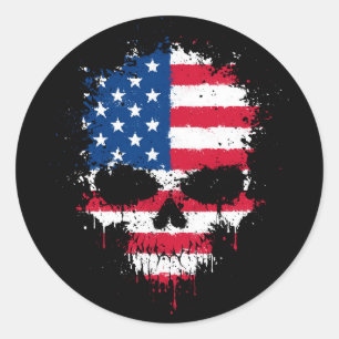 Adesivo Crânio do Splatter do gotejamento da bandeira dos