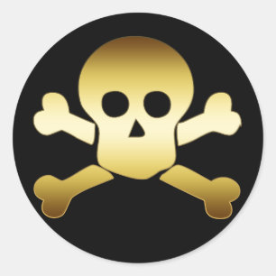 ADESIVO CRÂNIO DOURADO & CROSSBONES