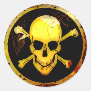 Adesivo Crânio Dourado e Crossbones do estilo do Grunge