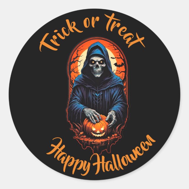 Adesivo Crânio e abóbora ou tratar o Dia das Bruxas (Frente)