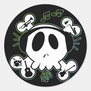 ADESIVO CRÂNIO E CROSSBONES COM FONES DE OUVIDO