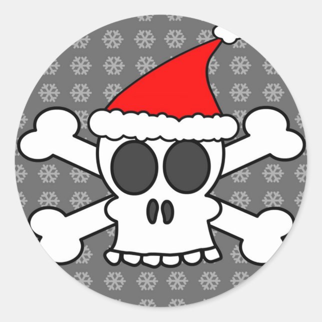 Adesivo Crânio e Crossbones Santa Hat (Frente)