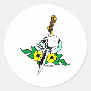 Adesivo Crânio e punhal Tatuagem na Faculdade Antiga