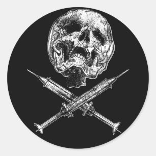 Adesivo Crânio e seringas