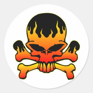 Adesivo Crânio flamejante e Crossbones