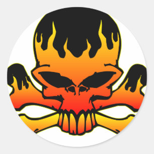 Adesivo Crânio flamejante e Crossbones