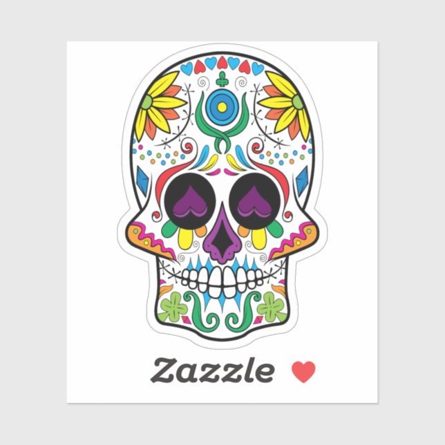 Adesivo Crânio floral colorido n.o 4 (Folha)