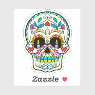 Adesivo Crânio floral colorido n.o 5 Velas ardentes