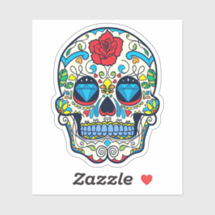 Adesivo Crânio floral colorido n.o 6 Velas ardentes
