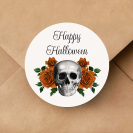 Adesivo Cranio Floral Gótico Halloween
