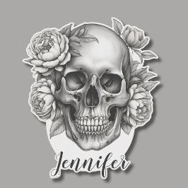 Adesivo Crânio gótico com pedras monograma à prova d'água