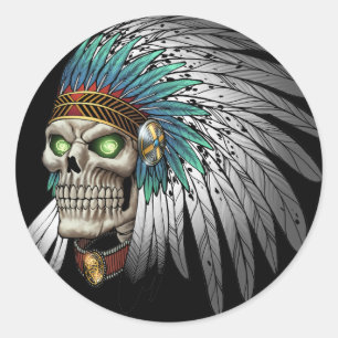 Adesivo Crânio gótico tribal indiano do nativo americano
